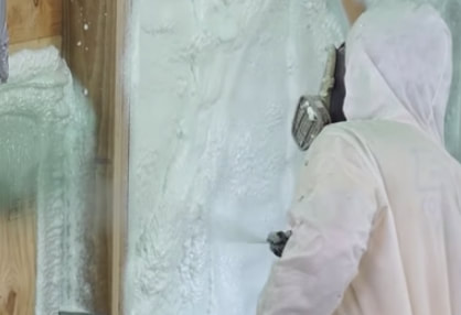 spray foam contractor installing spray foam in Dallas home